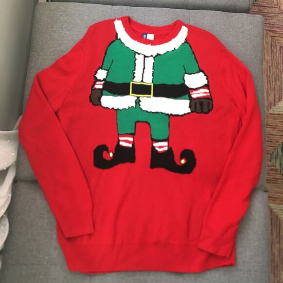 H&M Men’s ugly Elf Christmas Sweater Medium - Picture 4 of 4